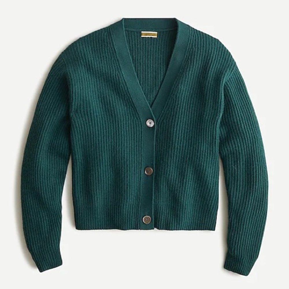 J. Crew Ribbed cashmere V-neck cardigan sweater